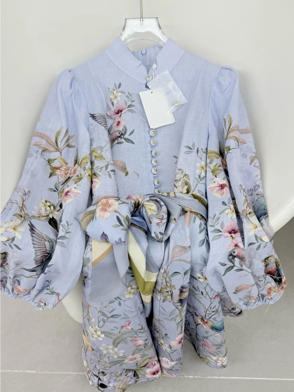 🔥CLEARANCE🔥 NWOT Zimmermann Lavender Floral Linen Mini Dress, Size AU 3 - Picture 9 of 16